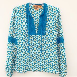 Tory Burch Boho Blue & Yellow Tunic 6